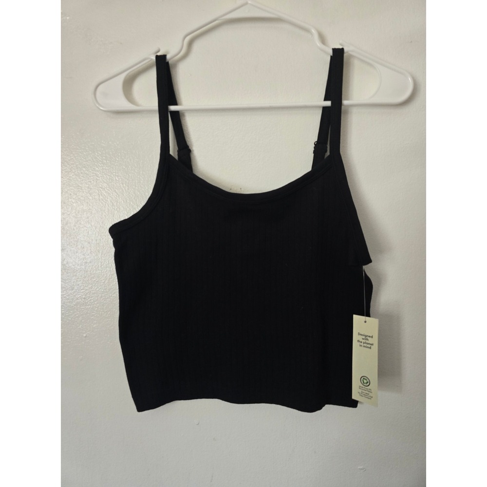 No Boundaries Womens Seamless Ribbed Tank Cropped Top Black Soot XL 16-18 NWT